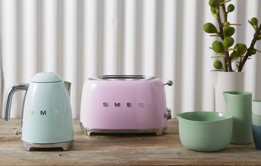 The Italian appliance maestro Smeg has a gorgeous new small appliance range, styled to recall the elegance of the 1950s, including Toaster (TSF01, RRP $179) and Kettle (KLF01, RRP $199). 