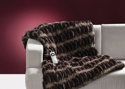 Sunbeam Feel Perfect Luxe Faux Fur Heated Throw (TR6300, RRP $139).