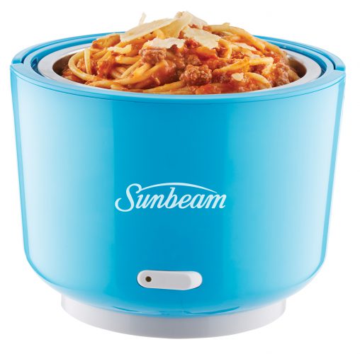 Sunbeam GoLunch Food Warmer (HP3000) This practical appliance is ideal for hot lunches, gently warming up food to 75° Celsius. It has a volume limit of 700 millilitres. RRP $49.95 