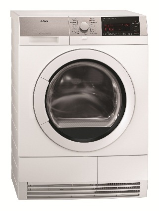 The anti-crease function intermittently rotates clothes after drying: AEG Series 9 Heat Pump Dryer (T96690IH, RRP $2,499).