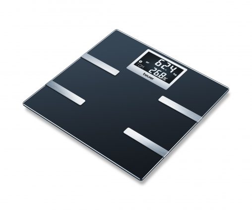 Beurer Connect Bluetooth Body Fat Scale (BF700, RRP $119) uses four brushed steel electrodes to collect data, which it then sends via Bluetooth to a smartphone app. 