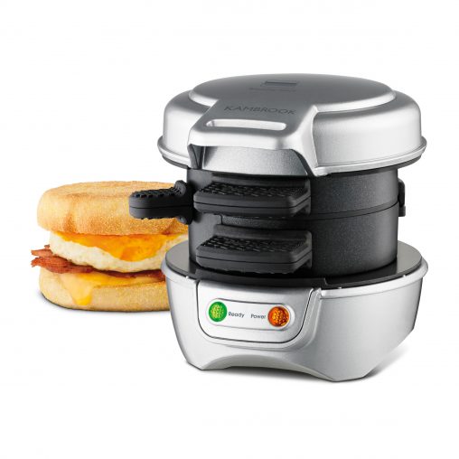 Kambrook’s Stack & Snack sandwich maker (KSM210GRY, RRP $49.95) allows users to pile up their favourite sandwich fillings like eggs, bacon and cheese, on a variety of bases such as English muffins, bread, pikelets or crumpets to create a delicious toasted sandwich in five minutes.