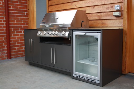 An Aristan MyAlfresco outdoor kitchen installed in Ascot Vale, Melbourne, featuring a Smart barbecue, single door Husky Fridge and cabinetry, starting from RRP $6,999.The all-weather kitchen comes with a 10-year warranty on cabinetry and benchtops.