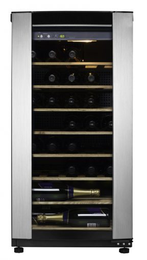 Haier 36 Bottle Wine Chiller (JC110GD RRP $599) is 980 millimetres high,  perfect for small rooms and entertaining areas, it has interior lights and anti-condensation technology for easy viewing.