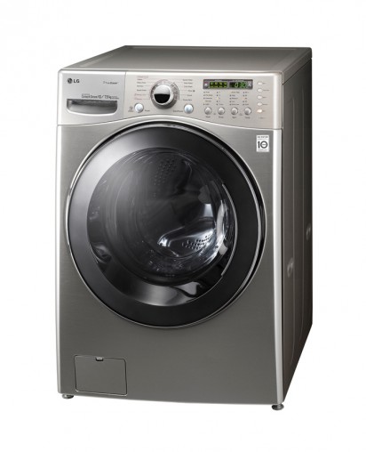 TrueSteam function releases steam to refresh clothes or remove creases: LG Washer & Dryer Combo (WD12595FD6). 