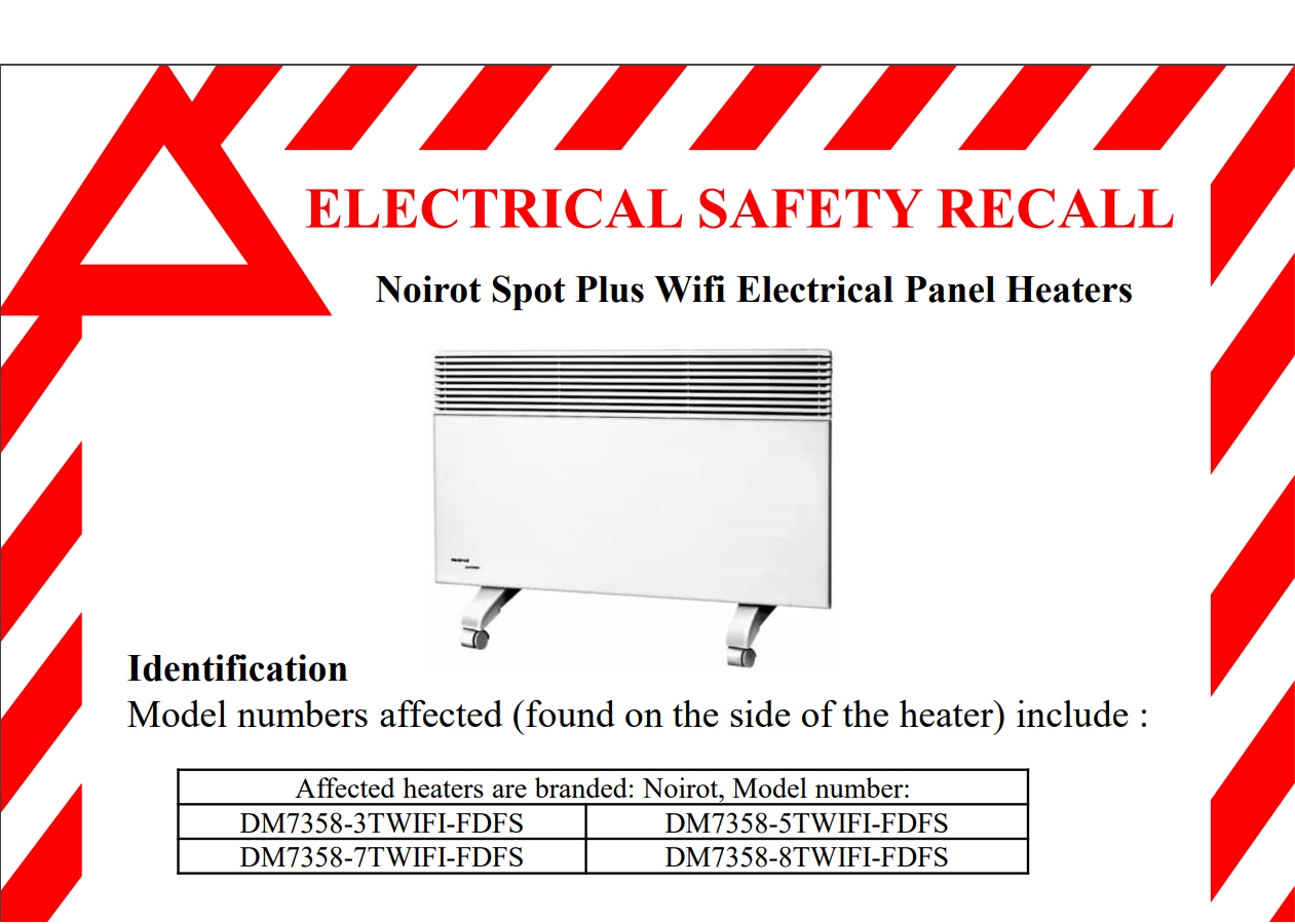 Olimpia Splendid recalls Noirot panel heaters Appliance Retailer