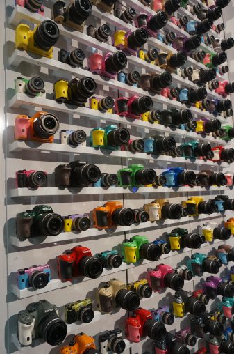 A colourful camera close-up.