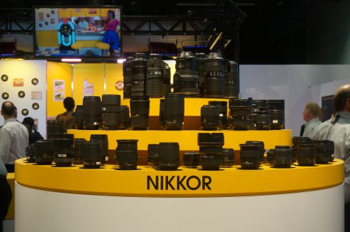 The Nikon stand was full of shutterbugs wanting to get their hands on any number of Nikkor camera lenses. 