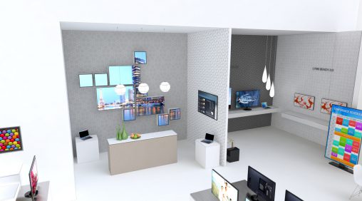 An artist's mock-up of what Samsung's stand looks like at CES.