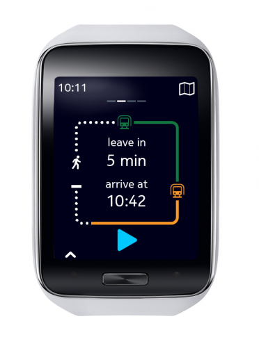 The Gear S has built-in GPS. 