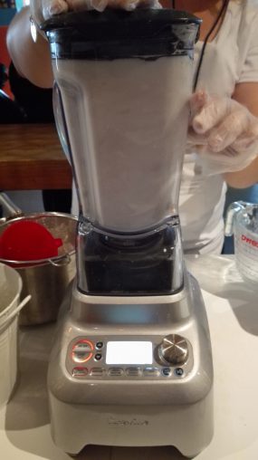 Activated almonds in the process of being made into almond milk 