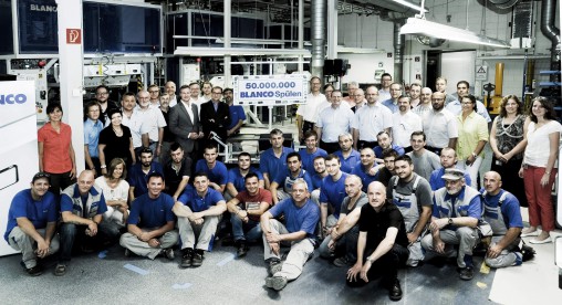 The team at Blanco's manufacturing HQ that produced the 50 millionth sink.