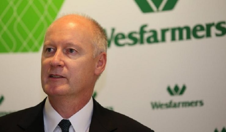 Richard Goyder and Terry Bowen (on left) address the media regarding six monthly figures for Wesfarmers.... PIC BY SHARON SMITH THE WEST AUSTRALIAN