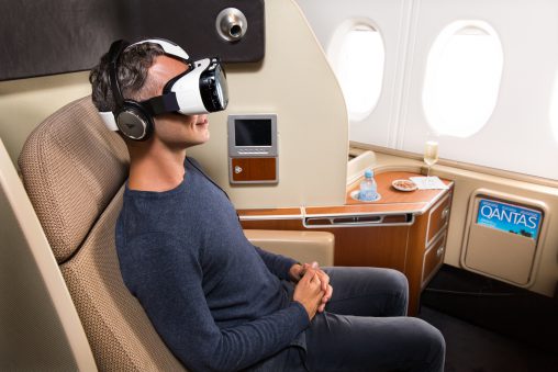 The Gear VR at work on a First Class flight.