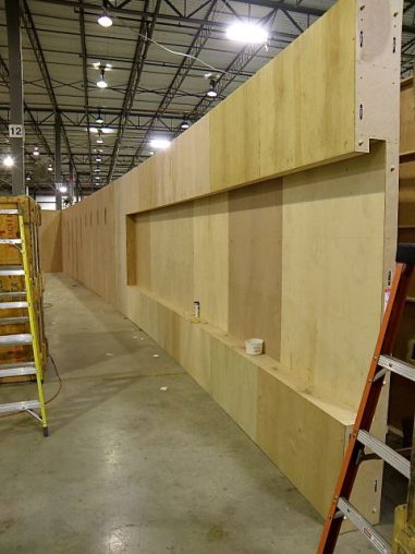 The wooden walls featured special recesses for Sony's displays.