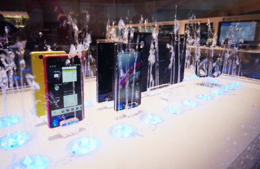 The stand featured some unique areas, including this display showing off Sony's waterproof smartphones.