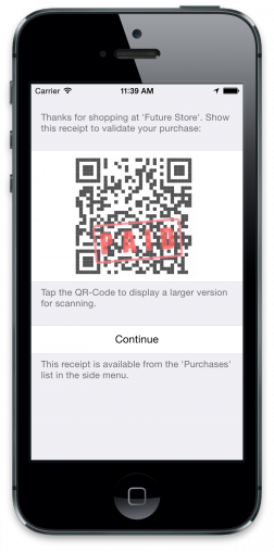 Tillless Shopper App provides shoppers with a receipt to have their purchase validated. 