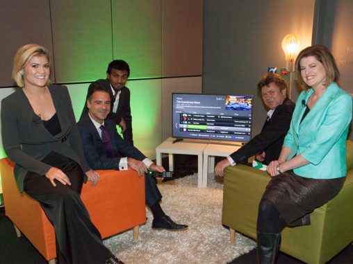 FreeviewPlus represents all five FTA networks and was represented at the launch by Sarah Harris_Andrew O'Keefe_Nazeem Hussain_Richard Wilkins_Ros Childs.