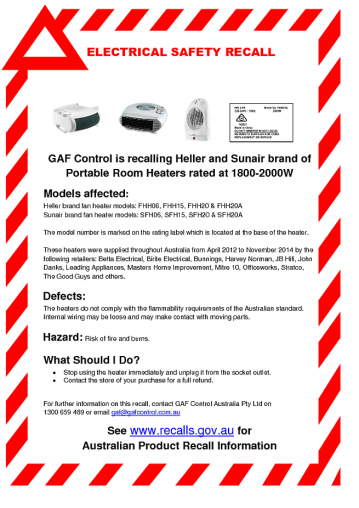 ACCC product recall notice