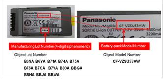 Guide to finding the model code on Panasonic's recalled battery packs.