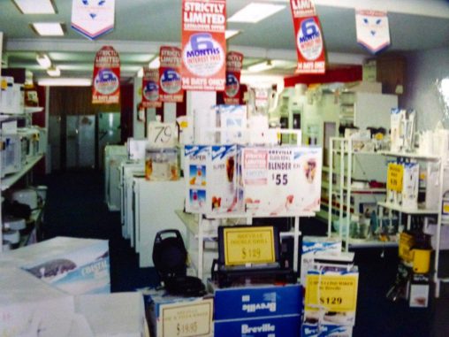 A look inside the showroom — chock-full of appliances and POS material — from its Retravision days.